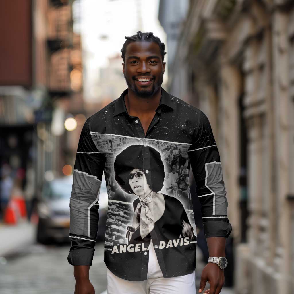 Angela Davis Long Sleeve Button Shirt Protest Design Liberating Minds and Society Quote Civil Rights Movement - African Pride