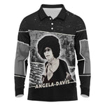 Angela Davis Long Sleeve Polo Shirt Protest Design Liberating Minds and Society Quote Civil Rights Movement - African Pride
