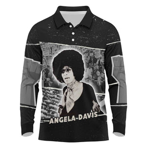 Angela Davis Long Sleeve Polo Shirt Protest Design Liberating Minds and Society Quote Civil Rights Movement - African Pride
