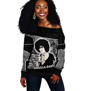 Angela Davis Off Shoulder Sweater Protest Design Liberating Minds and Society Quote Civil Rights Movement - African Pride