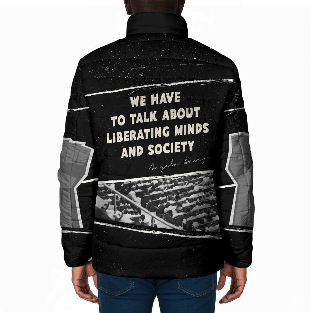 Angela Davis Padded Jacket Protest Design Liberating Minds and Society Quote Civil Rights Movement - African Pride