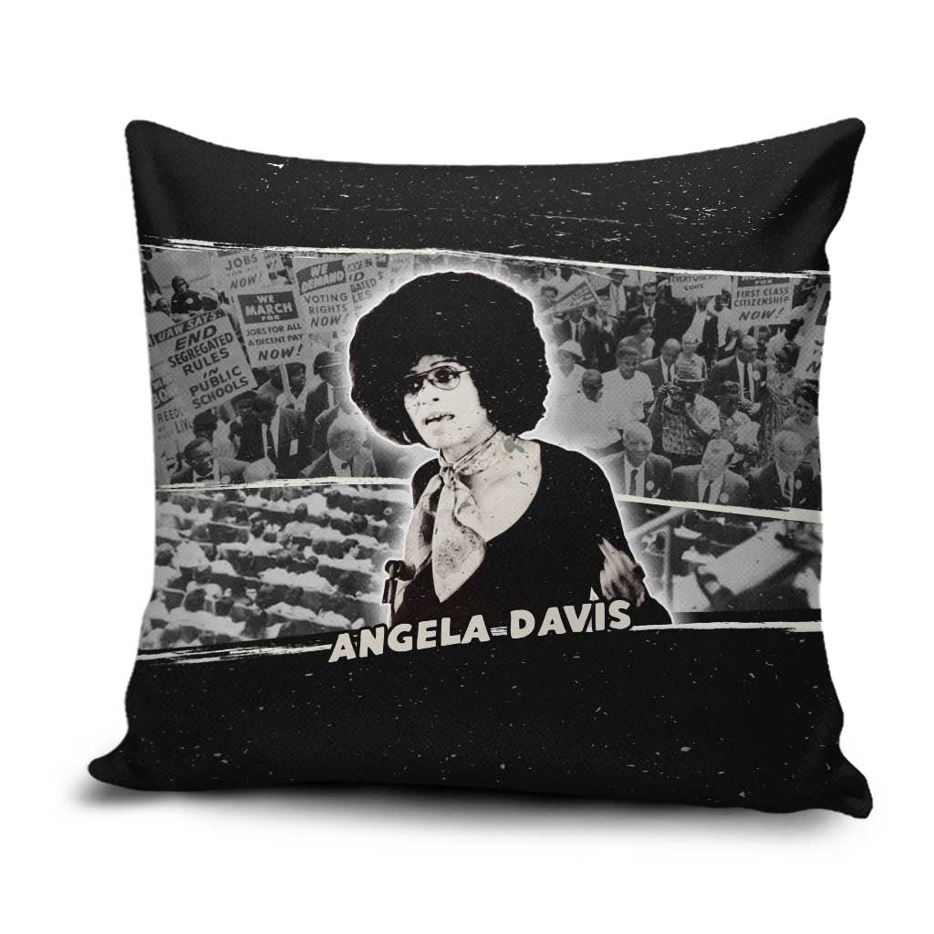 Angela Davis Pillow Cover Protest Design Liberating Minds and Society Quote Civil Rights Movement - African Pride