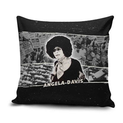 Angela Davis Pillow Cover Protest Design Liberating Minds and Society Quote Civil Rights Movement - African Pride