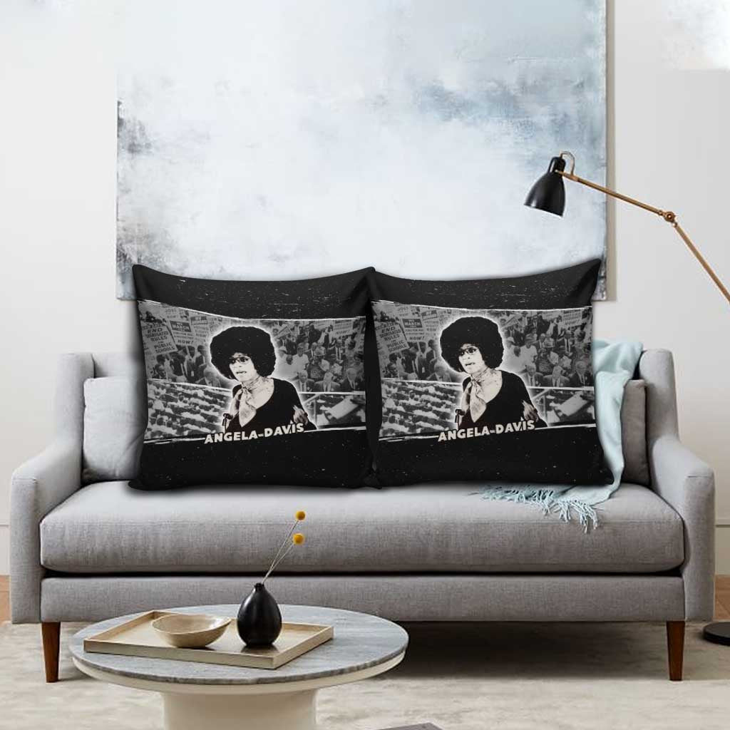 Angela Davis Pillow Cover Protest Design Liberating Minds and Society Quote Civil Rights Movement - African Pride