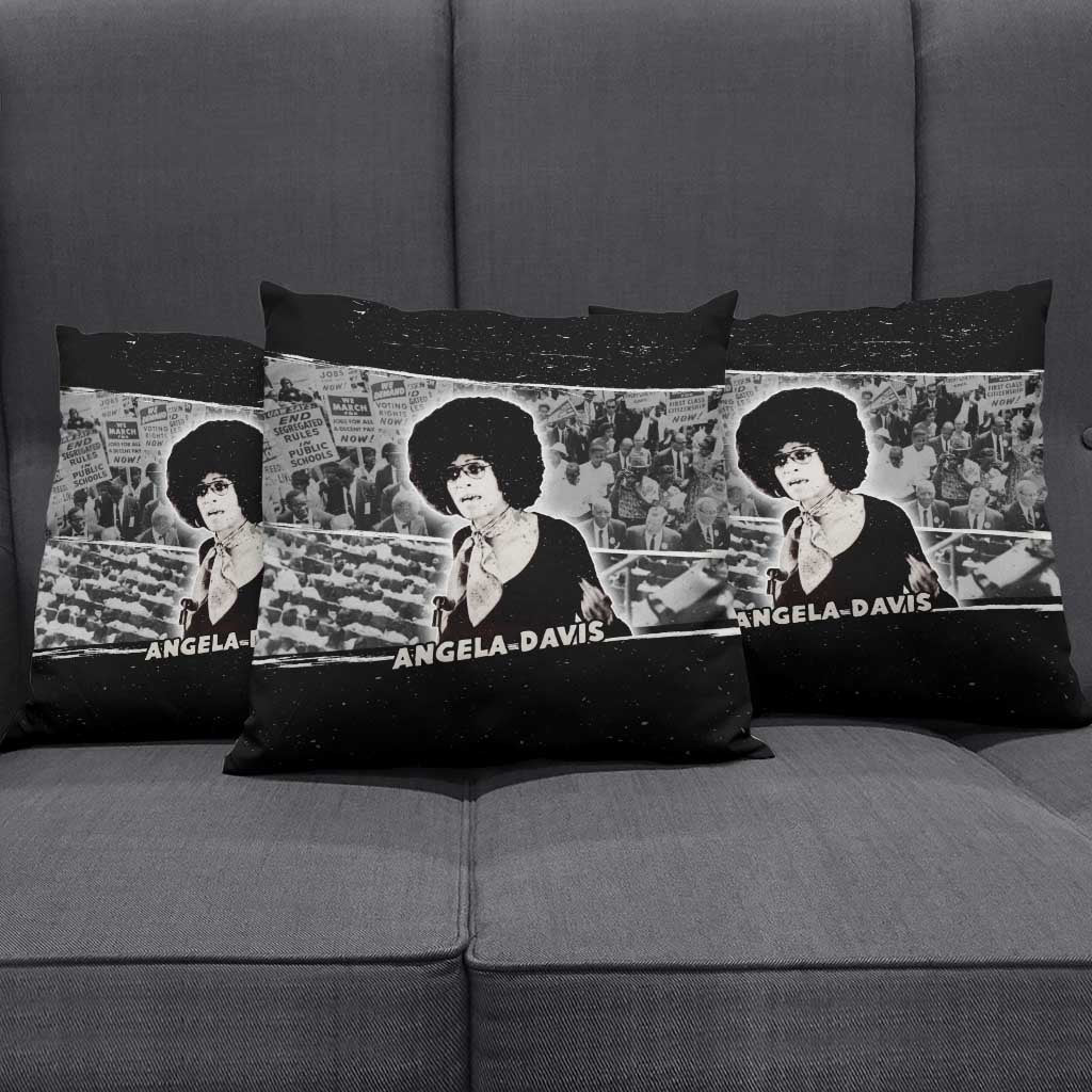 Angela Davis Pillow Cover Protest Design Liberating Minds and Society Quote Civil Rights Movement - African Pride
