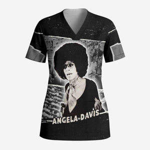 Angela Davis Scrub Top Protest Design Liberating Minds and Society Quote Civil Rights Movement - African Pride