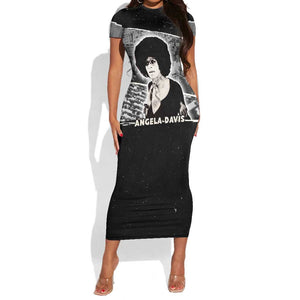 Angela Davis Short Sleeve Bodycon Dress Protest Design Liberating Minds and Society Quote Civil Rights Movement TS04