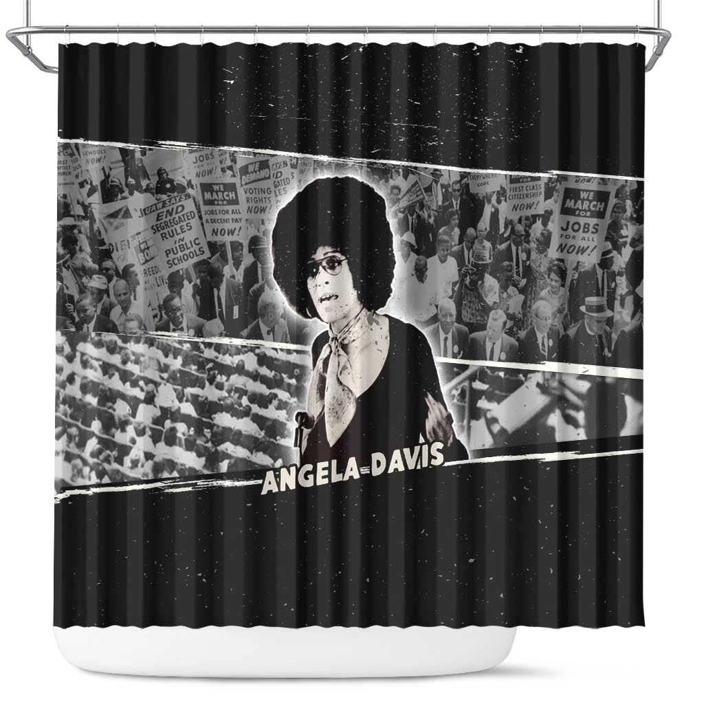 Angela Davis Shower Curtain Protest Design Liberating Minds and Society Quote Civil Rights Movement - African Pride