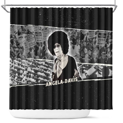 Angela Davis Shower Curtain Protest Design Liberating Minds and Society Quote Civil Rights Movement - African Pride