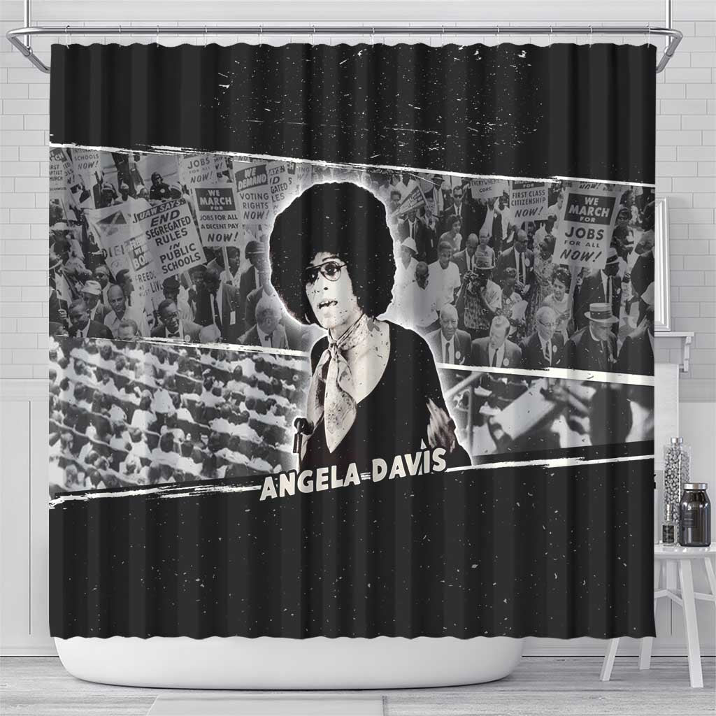 Angela Davis Shower Curtain Protest Design Liberating Minds and Society Quote Civil Rights Movement - African Pride
