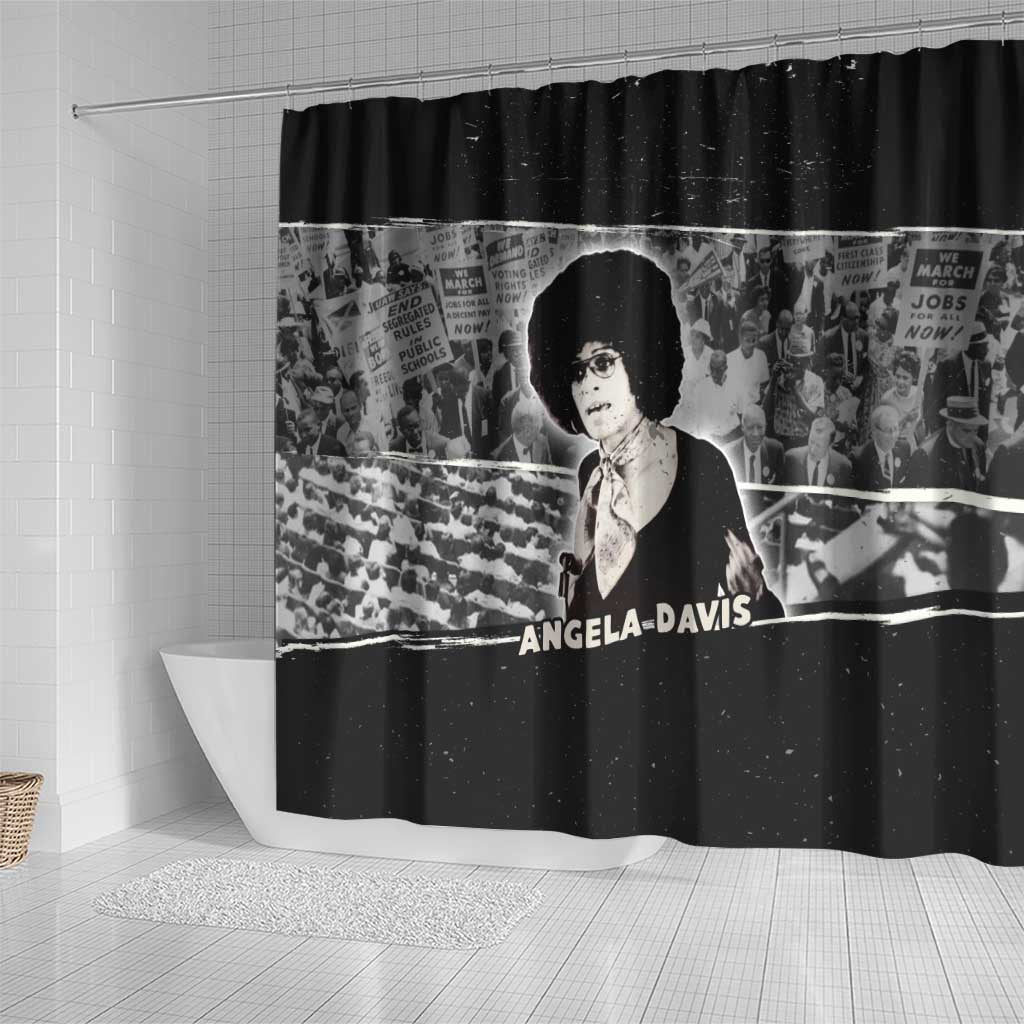Angela Davis Shower Curtain Protest Design Liberating Minds and Society Quote Civil Rights Movement - African Pride
