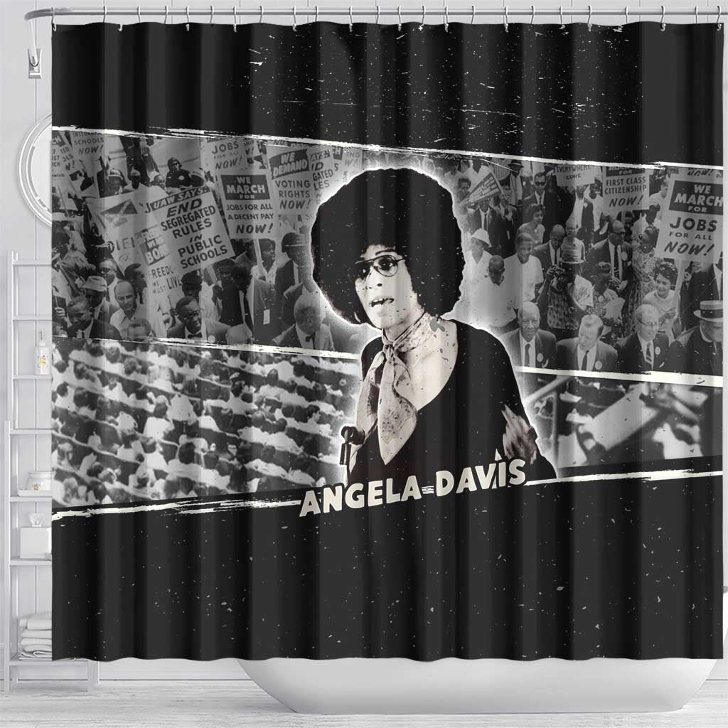 Angela Davis Shower Curtain Protest Design Liberating Minds and Society Quote Civil Rights Movement - African Pride