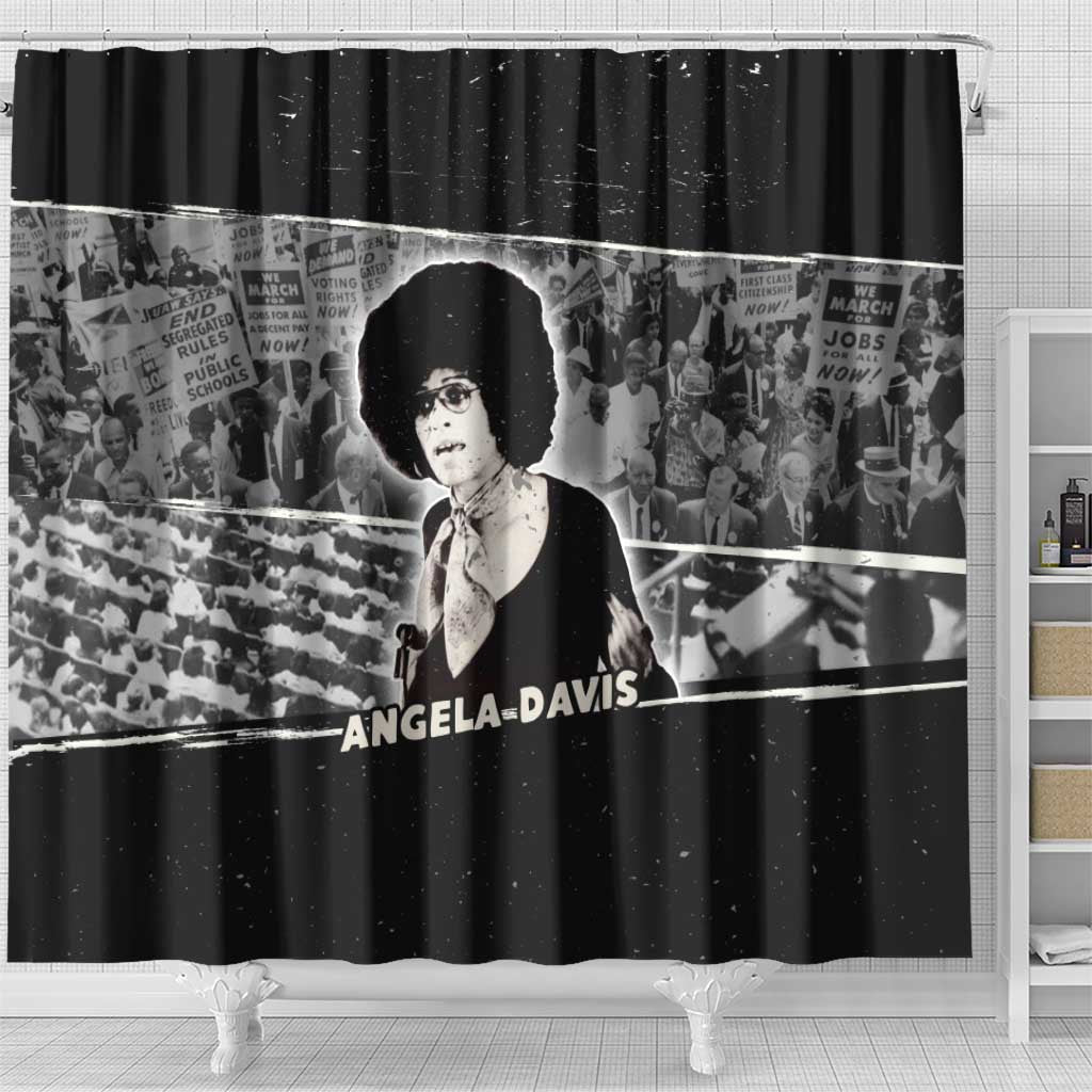 Angela Davis Shower Curtain Protest Design Liberating Minds and Society Quote Civil Rights Movement - African Pride