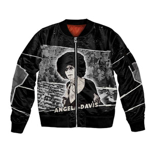 Angela Davis Sleeve Zip Bomber Jacket Protest Design Liberating Minds and Society Quote Civil Rights Movement - African Pride