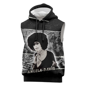 Angela Davis Sleeveless Hoodie Protest Design Liberating Minds and Society Quote Civil Rights Movement - African Pride