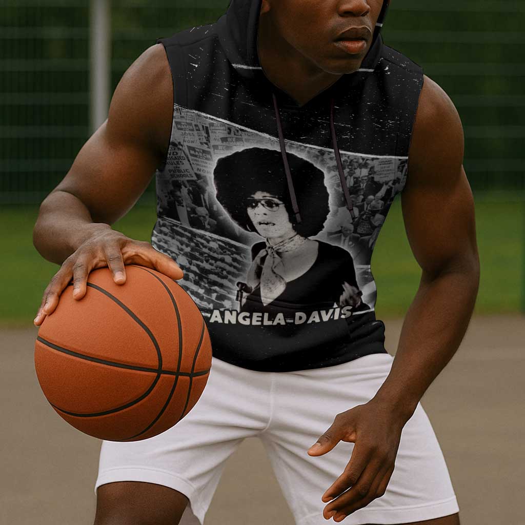 Angela Davis Sleeveless Hoodie Protest Design Liberating Minds and Society Quote Civil Rights Movement - African Pride