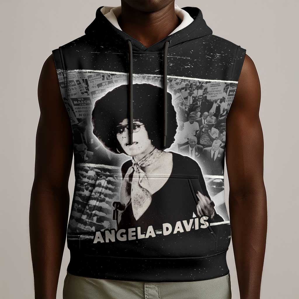 Angela Davis Sleeveless Hoodie Protest Design Liberating Minds and Society Quote Civil Rights Movement - African Pride