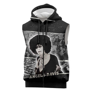 Angela Davis Sleeveless Zip Hoodie Protest Design Liberating Minds and Society Quote Civil Rights Movement - African Pride