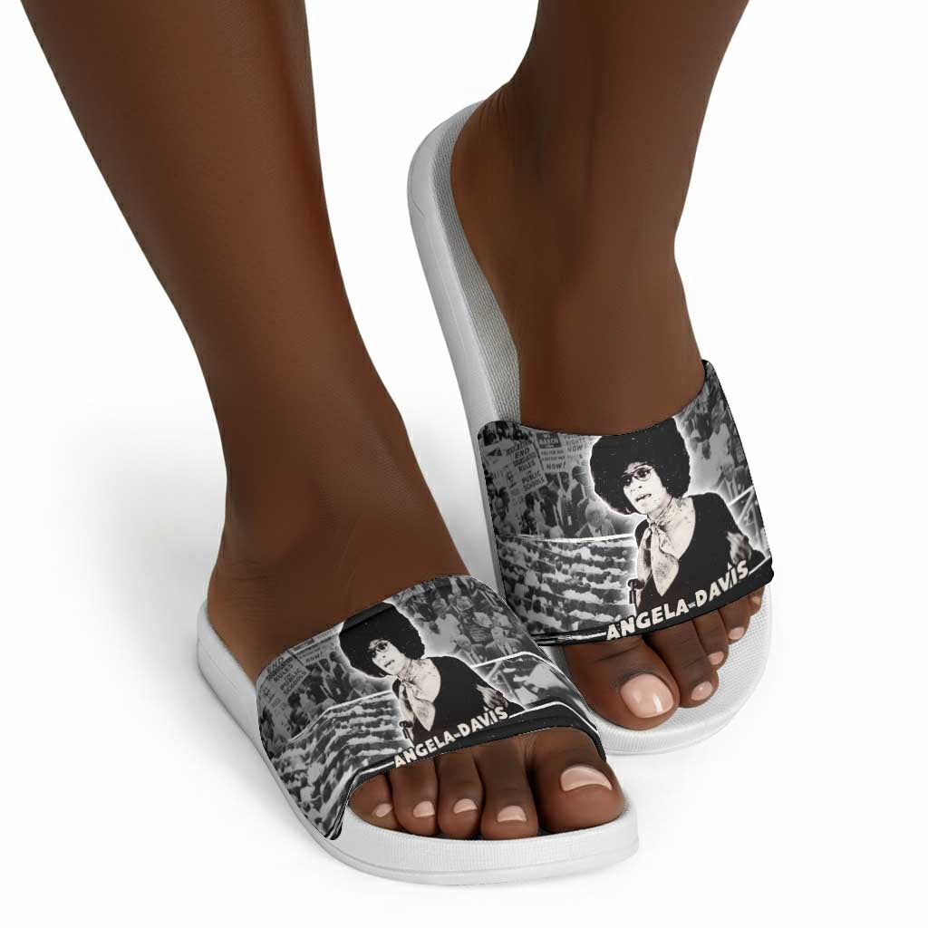 Angela Davis Slide Sandals Protest Design Liberating Minds and Society Quote Civil Rights Movement - African Pride