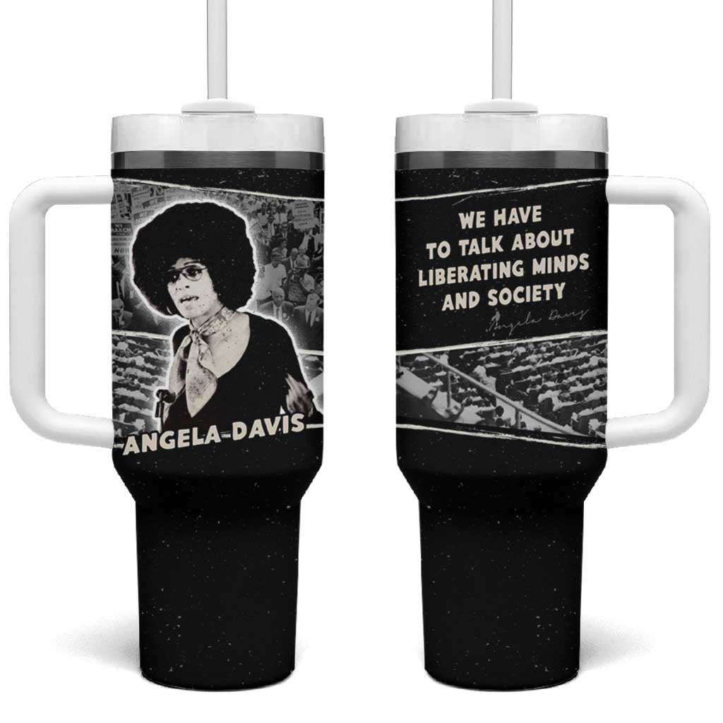 Angela Davis Tumbler With Handle Protest Design Liberating Minds and Society Quote Civil Rights Movement - African Pride