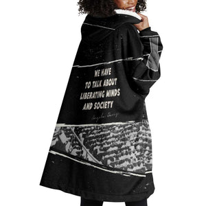 Angela Davis Wearable Blanket Hoodie Protest Design Liberating Minds and Society Quote Civil Rights Movement - African Pride