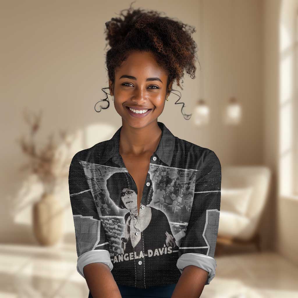 Angela Davis Women Casual Shirt Protest Design Liberating Minds and Society Quote Civil Rights Movement - African Pride