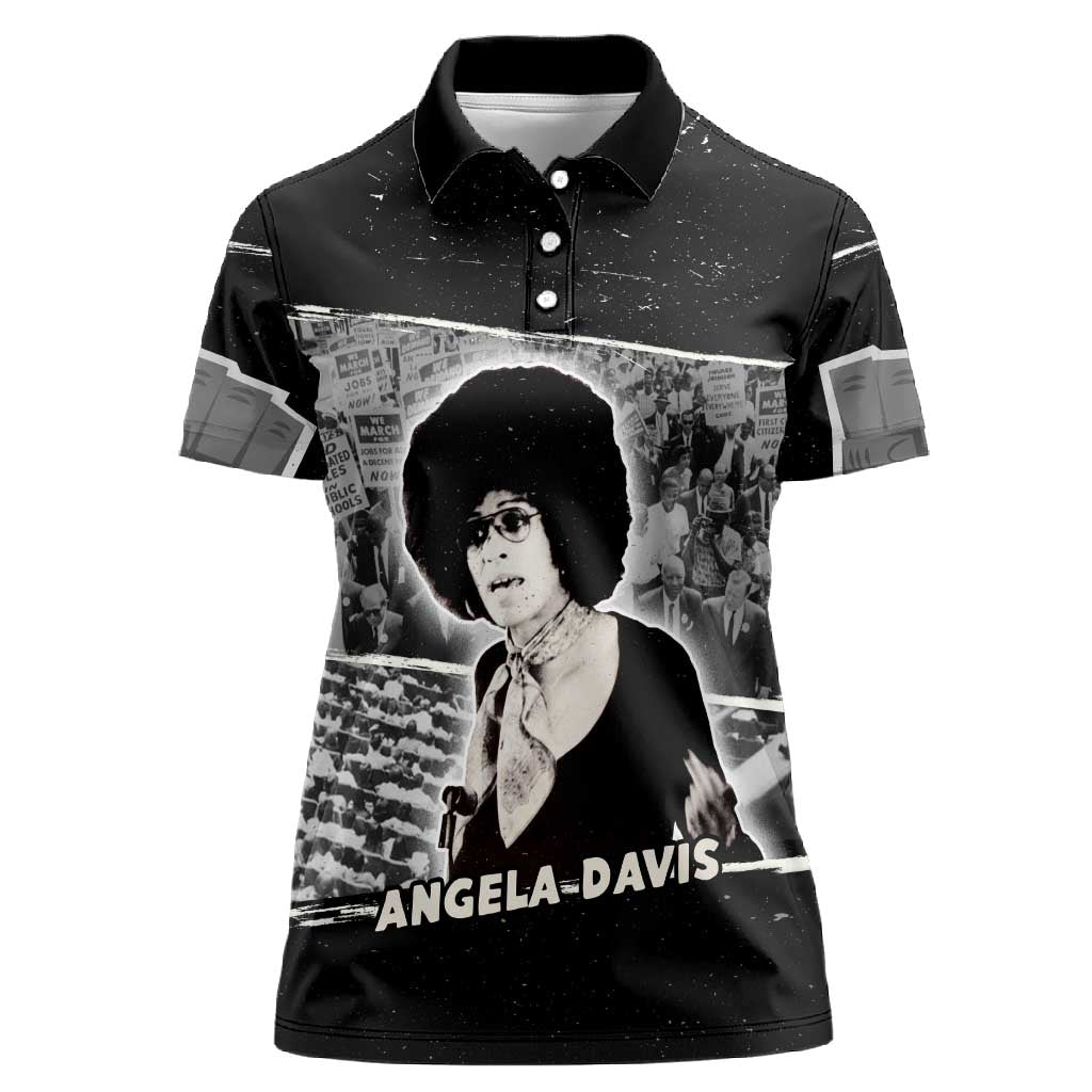 Angela Davis Women Polo Shirt Protest Design Liberating Minds and Society Quote Civil Rights Movement TS04