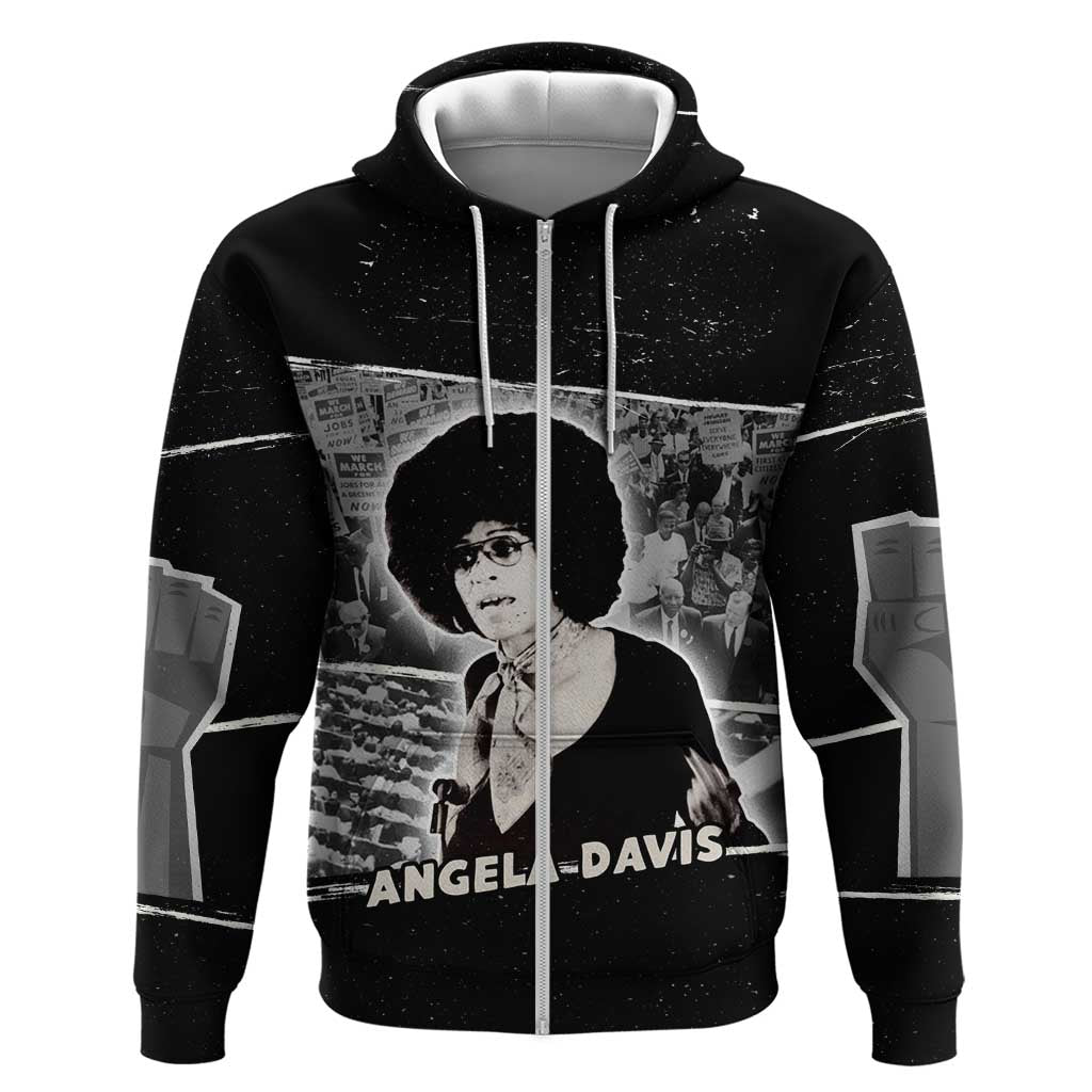 Angela Davis Zip Hoodie Protest Design Liberating Minds and Society Quote Civil Rights Movement - African Pride