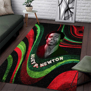 Huey P. Newton Area Rug Swirl Design Black Panther Party Symbol Revolutionary Tribute - African Pride