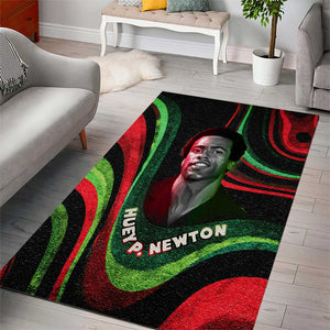 Huey P. Newton Area Rug Swirl Design Black Panther Party Symbol Revolutionary Tribute - African Pride