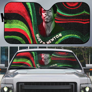 Huey P. Newton Auto Sun Shade Swirl Design Black Panther Party Symbol Revolutionary Tribute - African Pride