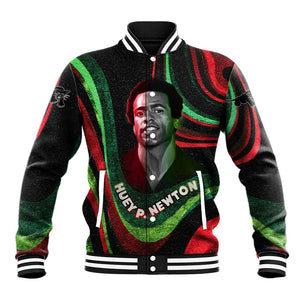 Huey P. Newton Baseball Jacket Swirl Design Black Panther Party Symbol Revolutionary Tribute - African Pride