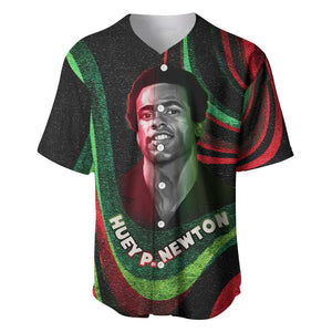 Huey P. Newton Baseball Jersey Swirl Design Black Panther Party Symbol Revolutionary Tribute TS04