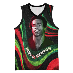 Huey P. Newton Basketball Jersey Swirl Design Black Panther Party Symbol Revolutionary Tribute - African Pride