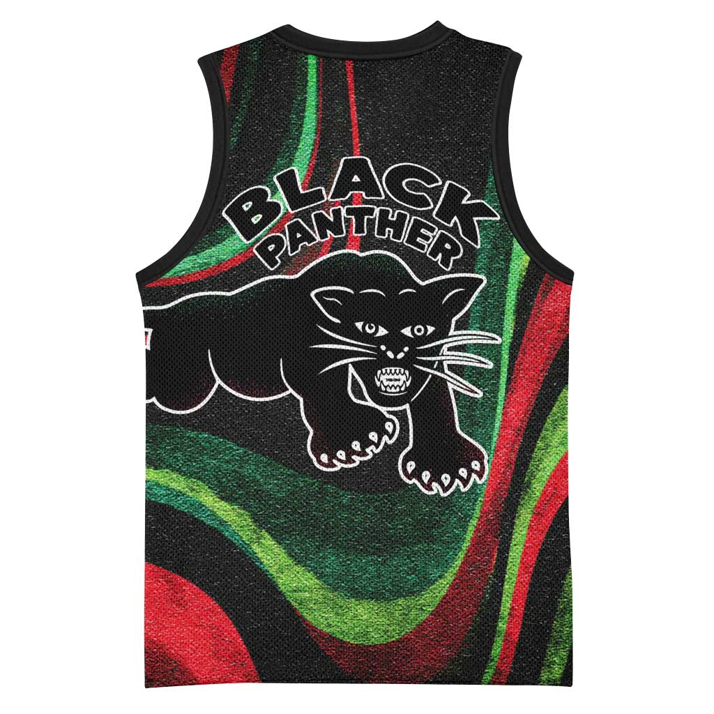 Huey P. Newton Basketball Jersey Swirl Design Black Panther Party Symbol Revolutionary Tribute - African Pride