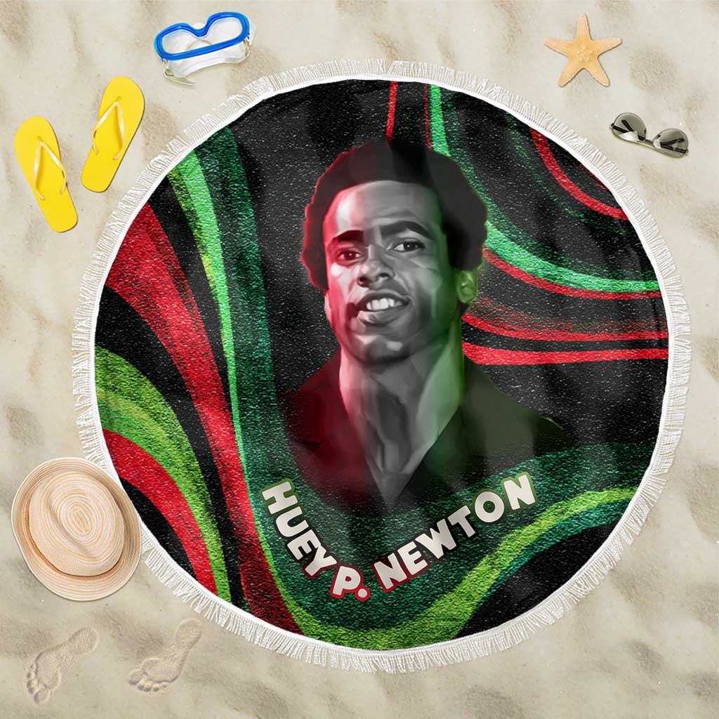 Huey P. Newton Beach Blanket Swirl Design Black Panther Party Symbol Revolutionary Tribute - African Pride