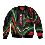 Huey P. Newton Bomber Jacket Swirl Design Black Panther Party Symbol Revolutionary Tribute - African Pride