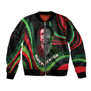 Huey P. Newton Bomber Jacket Swirl Design Black Panther Party Symbol Revolutionary Tribute - African Pride