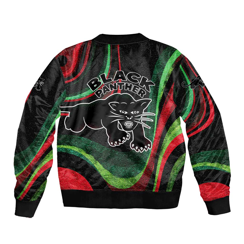 Huey P. Newton Bomber Jacket Swirl Design Black Panther Party Symbol Revolutionary Tribute - African Pride