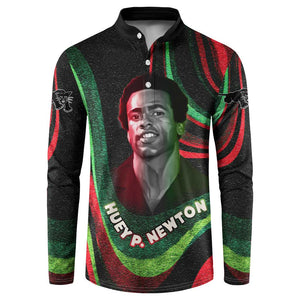 Huey P. Newton Button Sweatshirt Swirl Design Black Panther Party Symbol Revolutionary Tribute