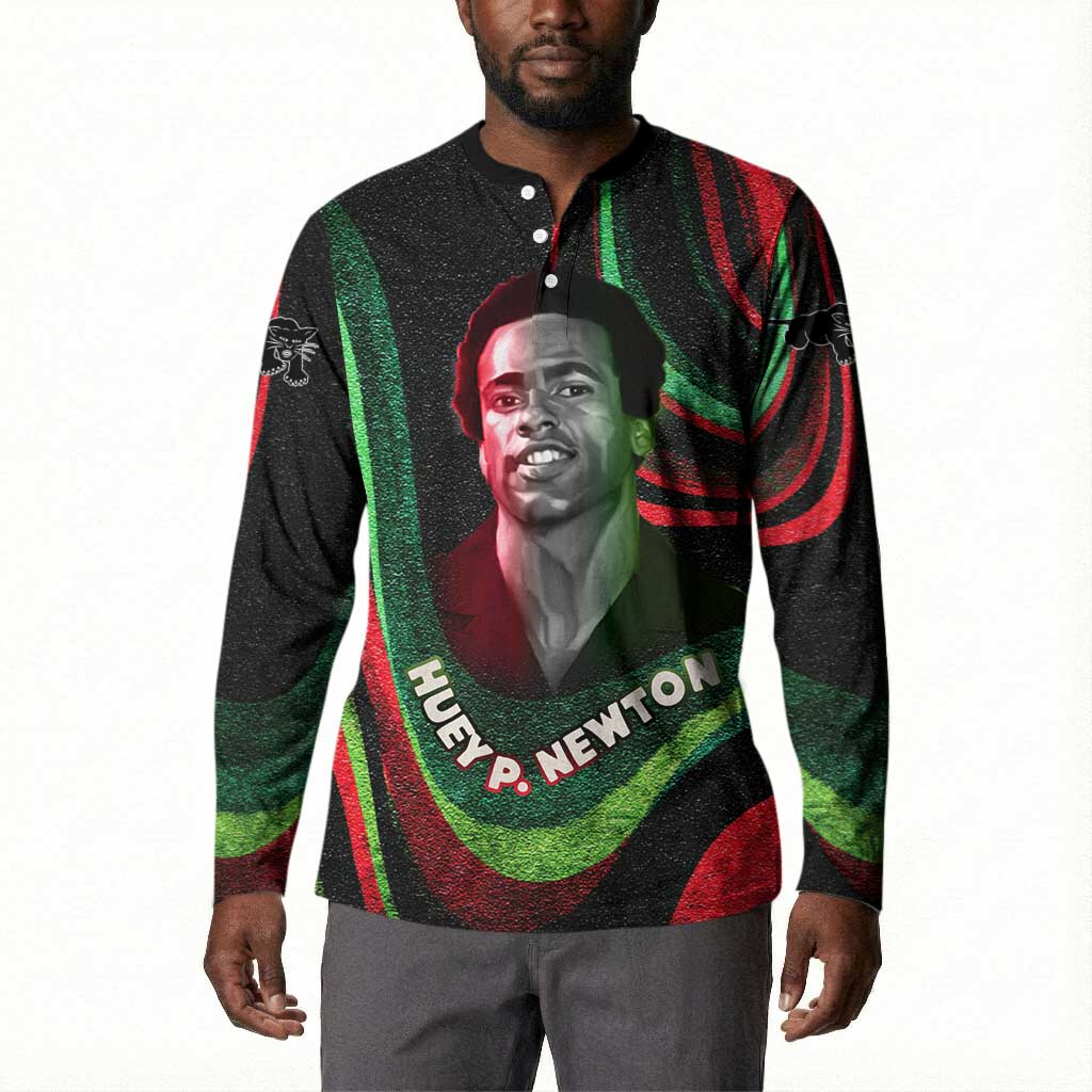 Huey P. Newton Button Sweatshirt Swirl Design Black Panther Party Symbol Revolutionary Tribute