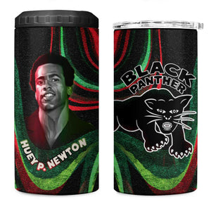 Huey P. Newton 4 in 1 Can Cooler Tumbler Swirl Design Black Panther Party Symbol Revolutionary Tribute - African Pride