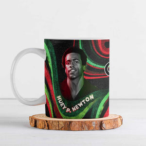 Huey P. Newton Ceramic Mug Swirl Design Black Panther Party Symbol Revolutionary Tribute - African Pride