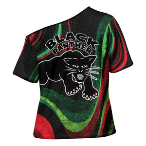 Huey P. Newton Cross Shoulder Shirt Swirl Design Black Panther Party Symbol Revolutionary Tribute - African Pride