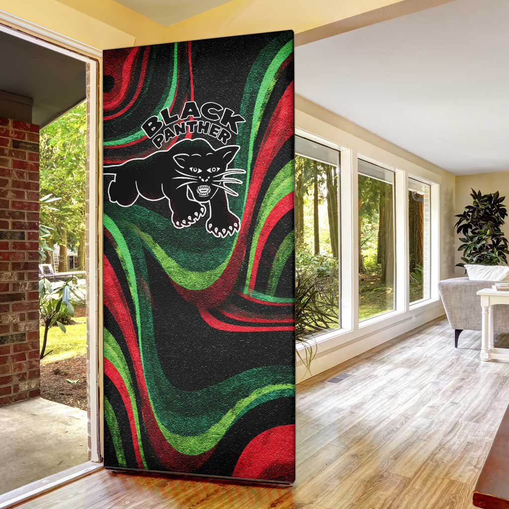 Huey P. Newton Door Cover Swirl Design Black Panther Party Symbol Revolutionary Tribute - African Pride