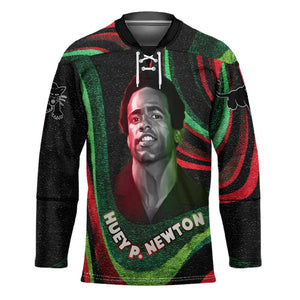 Huey P. Newton Hockey Jersey Swirl Design Black Panther Party Symbol Revolutionary Tribute - African Pride