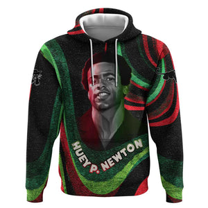 Huey P. Newton Hoodie Swirl Design Black Panther Party Symbol Revolutionary Tribute - African Pride