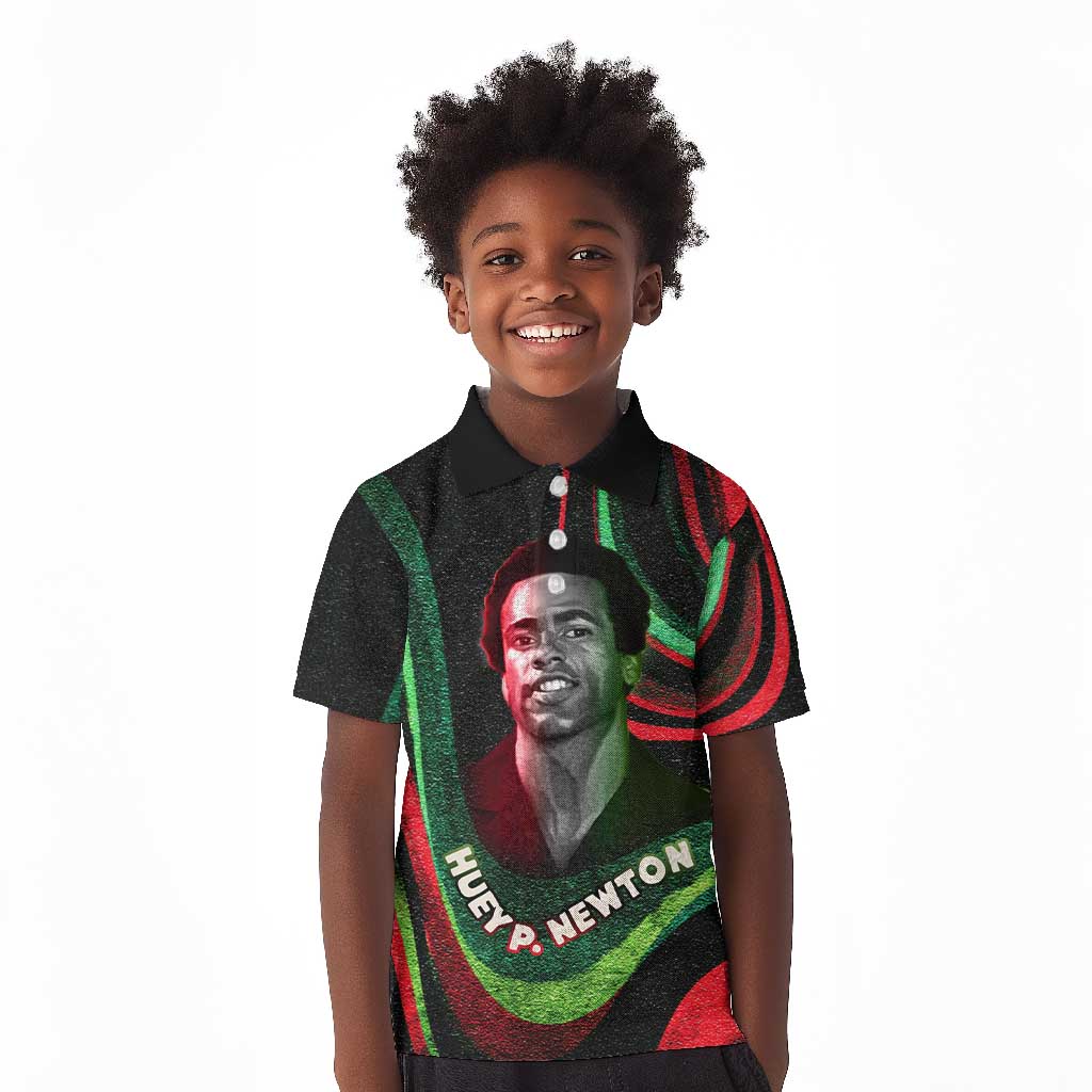 Huey P. Newton Kid Polo Shirt Swirl Design Black Panther Party Symbol Revolutionary Tribute TS04