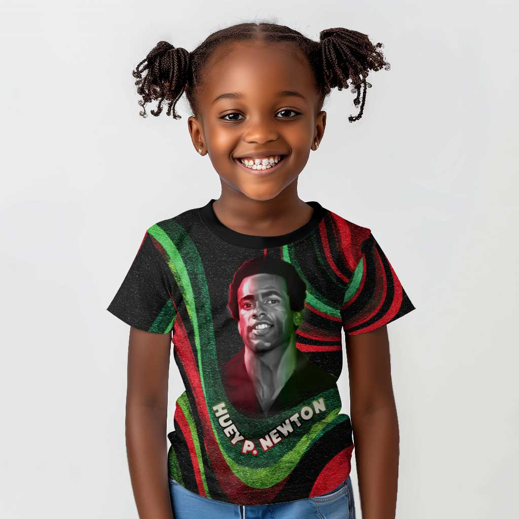 Huey P. Newton Kid T shirt Swirl Design Black Panther Party Symbol Revolutionary Tribute TS04