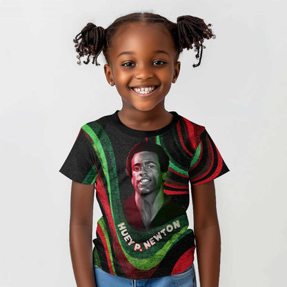 Huey P. Newton Kid T shirt Swirl Design Black Panther Party Symbol Revolutionary Tribute TS04